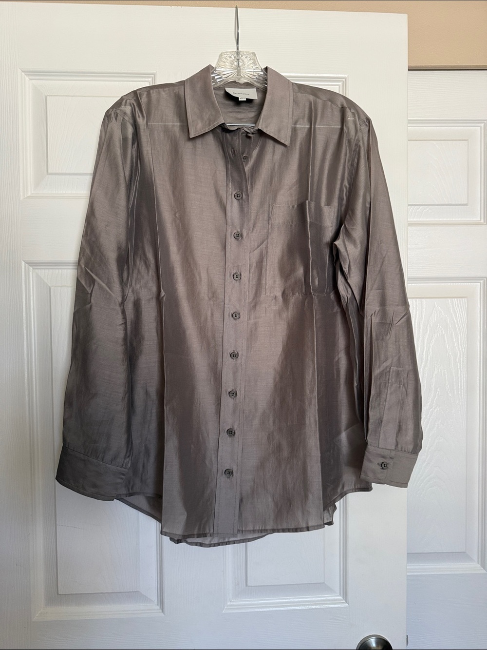 Reformation Sheer Grey Eli Oversized Shirt XS